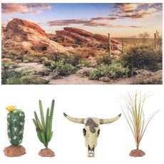 Hillsuren 수염 난 드래곤 탱크 배경 88.9 x 43.2cm35 17인치 파충류 서식지 테라리움 블루 스카이 선인장 태양과 사막 열대 우림 식물 도마뱀 카멜레온 게코