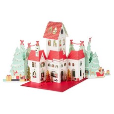 Hallmark Paper Wonder 팝업 점보 크리스마스 카드 홀리데이 테이블 탑 장식 아코디언 폴드 빌리지 141961, Santa's Workshop