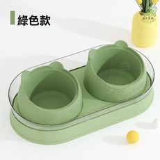 雙斜口碗架 寵物貓碗 陶瓷碗 餵食碗 水碗 貓糧碗 喂水 防漏食碗, 1個, 普通雙碗-抹茶綠,高護欄防外濺-不黑下巴