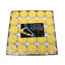【現貨秒發 無煙無味】蠟燭 小蠟燭 拜拜蠟燭 長效燃燒 無煙蠟燭 小蠟燭燭台 浪漫氣氛 鋁殼蠟燭 無香蠟燭 溫茶蠟燭, 1個, 圓型蠟燭 黃色【1入】滿50入贈盒裝, 30ml, 無味