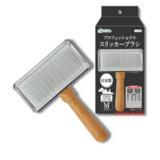 일본제작 특허받은 슬리커 미용브러쉬 강아지고양이 장모 단모 엉킨털 프로페셔널 페티오, M, 1개