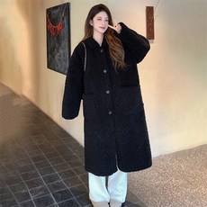 rigiu 여성 겨울 오버핏 덤블 양털 뽀글이 후리스 롱코트 누빔 점퍼 492018호 5K2M8W