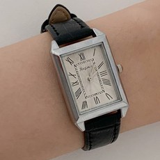 [수앤수][고퀄] 베가 실버 스퀘어 가죽 손목 시계 (25W004)