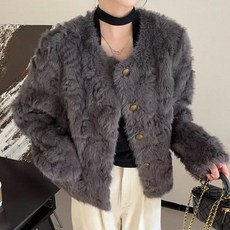 라운드 쇼트 코트 여 가을 겨울 도톰 보온