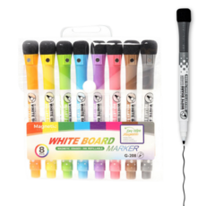 세필 보드마카 자석 지우개 일체형 8색 혼합세트, 멀티(혼합)컬러, 1개