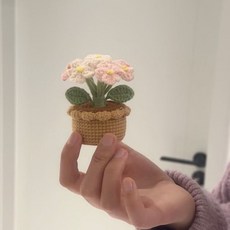 手工編織向日葵毛線花束DIY材料包：鬱金香、玫瑰、勿忘我等多款可選，打造獨特針織手作花束, 迷你【無線材料包】鉤針一個