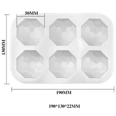 6캐비티 보석 실리콘 초콜릿 베이킹 금형 기하학 다이아몬드 무스 케이크 캔디 아이스 큐브 비누 양초 만들, 1개