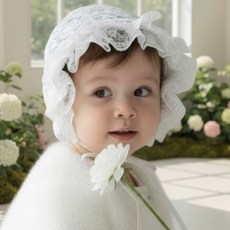 마리하다 레이스 프릴 아기 보넷 신생아 백일 돌촬영 모자 마리상단