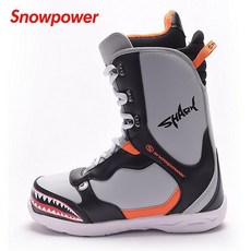 스노우파워 보드화 스키 방한 슈즈 스키부츠 방수 스케이트, 1개, 그레이 샤크 스트랩