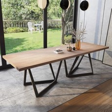 實木會議桌長桌辦公桌簡約現代loft長方形辦公柏木折疊鐵藝餐桌