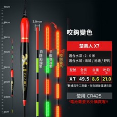 磯釣楚美人電子浮標 高靈敏度夜光磯釣浮標, 1個, 【咬鉤變色】X7約【5.0錢】