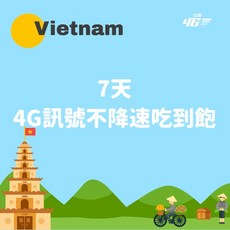 LTE 4G 越南吃到飽 SIM卡, 詳見包裝, 詳見包裝, 7天