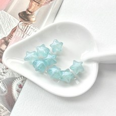 헤세드 (10p) 반투명 샤이니 펄 오각별 통통별 비즈, 스카이, 10개