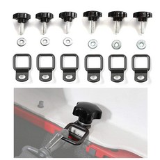 JeCar Hardtop 엄지 나사 빠른 제거 하드탑 볼트 6개의 타이 다운 앵커 포함 지프 랭글러 2007-2024 JK JL 2/4 도어와 호환 블랙