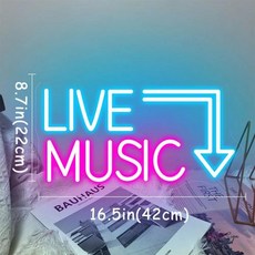 LED 네온사인 가게 매장 라이브 음악 파티 바 스튜디오 온 에어 조명 빛나는 야간 DJ 벽 장식 램프, as shown, live music B, 1개