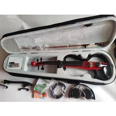 전자 바이올린 사일런트 초보자용 일렉트릭 레슨용 무소음, 1개, 레드 앤 블랙 투톤, 기본 모델명/품번