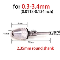 XCAN 미니 드릴 척 열쇠가없는 0.3-3.4mm 육각 라운드 섕크 어댑터 변환기 도구, 02 2.35mm round 0.3-3.4