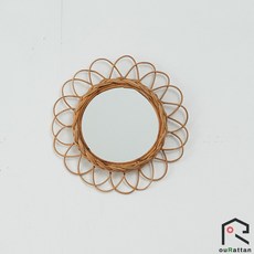 ouRattan 窩籐 日本設計款 藤製牆面鏡 - 向日葵款 印尼產地