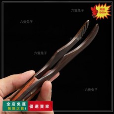 防滑茶道六君子茶具配件組 茶夾 茶杯鑷子 茶巾 茶刀 茶匙 茶葉夾 泡茶工具 (桃園出貨), 黑檀木偃月茶夾, 1個