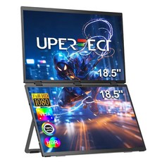 UPERFECT 18.5인치 100Hz 휴대용 듀얼모니터 1080P HDR 180도 자동회전 트리플 폴딩 스택 노트북 화면 확장기 스탠드 VESA PC 전화 게임 콘솔용, UK 플러그