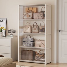 包包收納盒 收納櫃 展示櫃 公仔盒 透明收納盒 防潮防塵收納 包包收納神器家用多層透明盒子手袋展示柜內放皮包防塵落地置物, 1個, 單排3層-黑色42,無規格