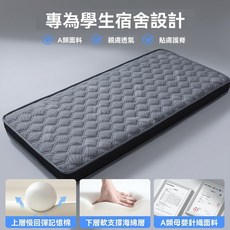 床墊 單人床墊 學生宿舍床墊 高彈性高密度記憶海綿床墊 不易塌陷可折疊收納床垫, 厚約9cm-紳士灰【親膚透氣/蓬鬆柔軟】,80*190cm-單人（2.5尺）