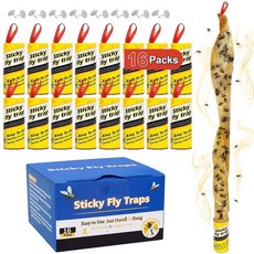 실내용 초파리 트랩 실외 파리 집 모기 스트립 테이프 킬러 캐처 종이 리본 벌레 모기 모기용 비행 곤충 트랩 16팩 163868, 16팩-A