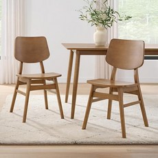 Alaterre Furniture Calais Dining – 미드 센추리 모던 다이닝 의자 2개 세트 - 다이닝 룸 또는 주방용 미니멀리스트 디자인의 원목 의자 세트 (따뜻한, 식탁 의자 2개, 웜 피칸