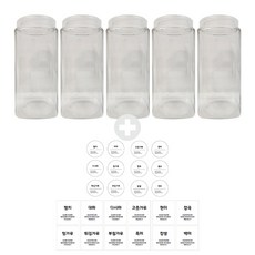 살림공간 잡곡통 + 라벨 24종, 5개, 1반투명