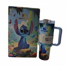 Stanley Stitch 40oz 야광 텀블러 기프트 박스 + 파우치 포함, 1개