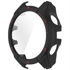 Garmin Fenix 8 용 PC 케이스 유리 43mm 47mm 51mm 풀 커버 화면 보호기 Smartwatch 범퍼, Fenix 8 47mm, Black red