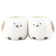 썬아트 귀여운 식기 둘이서 하나 동물 머그 345ml 2개입, 오목눈이, 1개