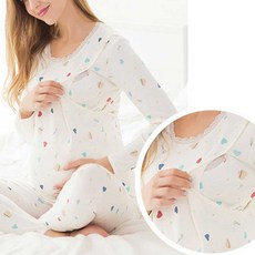 임산부 슬림 따뜻한 보온 상하의 내복 내의 세트 선물 puu+6560MB