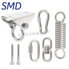 304不銹鋼 吊環/吊鈎，適用於空中瑜伽、沙袋、鞦韆、吊床椅, 1個, 150°+緩衝彈簧款+木螺絲