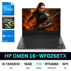 HP 2024 오멘 16 코어i5 인텔 13세대 지포스 RTX 4060, Shadow Black, 1TB, 16GB, WIN11 Home, 16-wf0268TX