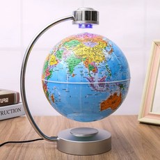 자기부상지구본 세계지도 사무실 어 책상 장식 서재 8 흰색 인치, C. 8인치 산 블루 회전식