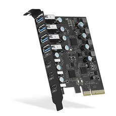 167498 PCIe to USB 3.2 Gen 2 카드 20Gbps 대역폭 포트 7개(USB 타입 A 4개 및 Type-C 3개) PCI Express (PCIe) 확장, 167498 PCIe to USB 3.2 Gen 2 카