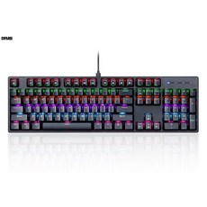 DFMEI 有線真機械鍵盤RGB 104鍵遊戲電競辦公專用 RS6-1黑色【全鍵無衝插拔紅軸】, 人體工學, 如圖, RS6-1黑色機械鍵盤【全鍵無衝插拔紅軸】