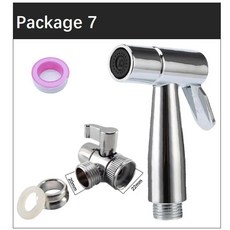 셀프 클리닝 핸드헬드 변기 비데 분무기 고압 ABS 플라스틱 비데 수도꼭지 샤워헤드 WC 욕실 액세서리 U26, 06 package 7, 1개