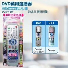 Dennys 丹尼斯 DVD遙控器 紅外線傳輸 DVD-168