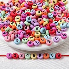 싼비즈 [678-11]숫자비즈 아크릴이니셜 숫자원 7mm 멀티믹스/블랙숫자 10g(약70개)