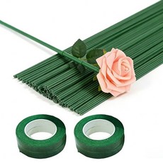 LINJIN 30cm 꽃철사 +테이프2개 포함 꽃공예 꽃만들기 철사공예 부케 식물 지지대, 100개