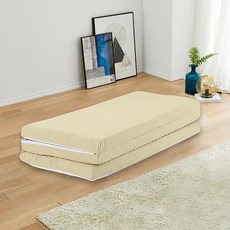 올데이홈 사계절 3단 접이식 토퍼 매트리스 10cm + 겉커버, 베이지