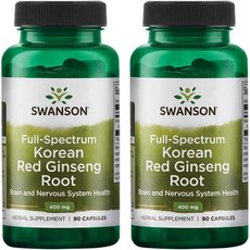 스완슨 풀-스펙트럼 한국 홍삼 루트 400mg 캡슐, 90정, 2개