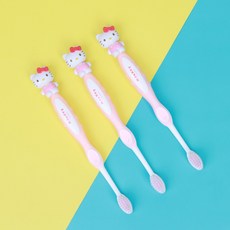 산리오 캐릭터즈 치카치카 양치시간이 즐거운 헬로키티 피규어 칫솔 3P 1묶음, 1세트
