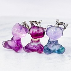 мσσи_нασ 夢幻螢石雕刻滴溜擺件 2cm 可愛療癒系 隨機出貨, 1個