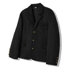 TRILLION 스웨이드 엘보우 패치 3 버튼 블레이저 자켓 [블랙]