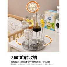 不鏽鋼奶瓶瀝水架 寶寶奶瓶專用 360度旋轉收納, 奶瓶沥水架（可旋转）+201不锈钢接水盘, 不鏽鋼, 奶瓶瀝水架,接水盤