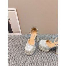 클럽 트렌디 웨딩 프렌치 스트랩 데일리 글리터 샌들 여자 구두 파티 하이힐