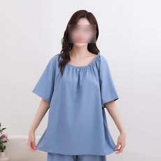 피부관리실 가운 마사지샵 업소용 손님 파티 사우나 오프숄더, H_그레이 블루 짧은 스타일
